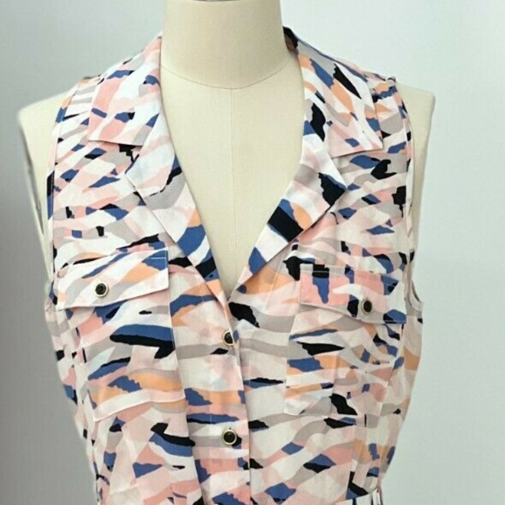 NWT YUMI KIM Hipnotize Art Animal Print Zebra Silk maxi Shirtdress Long Dress S